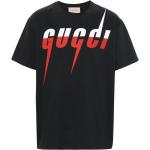 Camisetas negras de algodón de manga corta manga corta con cuello redondo con logo Gucci talla S para mujer 