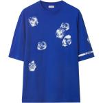Camisetas azules de algodón de manga corta manga corta con cuello redondo Burberry con motivo de rosa para hombre 