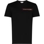Camisetas negras de algodón de manga corta manga corta con cuello redondo con logo Alexander McQueen para hombre 
