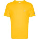 Camisetas amarillas de algodón de manga corta rebajadas manga corta con cuello redondo con logo Champion para hombre 