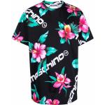 Camisetas negras de algodón de manga corta rebajadas manga corta con cuello redondo con logo MOSCHINO con motivo de flores para hombre 