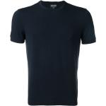 Camisetas azules de viscosa de cuello redondo manga corta con cuello redondo con logo Armani Giorgio Armani 