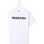 Camisetas blancas de viscosa de manga corta infantiles rebajadas con logo MOSCHINO 5 años 
