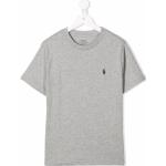 Camisetas grises de algodón de algodón infantiles con logo Ralph Lauren Lauren 