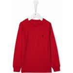 Camisetas rojas de algodón de manga larga infantiles con logo Ralph Lauren Lauren 