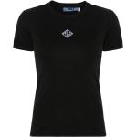 Camisetas negras de algodón de manga corta rebajadas manga corta con cuello redondo con logo Ralph Lauren Polo Ralph Lauren para mujer 