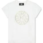 Camisetas blancas de algodón de manga corta infantiles con logo Karl Lagerfeld con tachuelas 