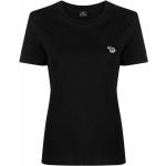 Camisetas orgánicas negras de algodón de manga corta manga corta con cuello redondo con logo Paul Smith Paul de materiales sostenibles para mujer 