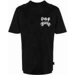 Camisetas negras de algodón de manga corta rebajadas manga corta con cuello redondo góticas con logo Philipp Plein para mujer 