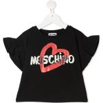 Camisetas negras de algodón de manga corta infantiles rebajadas con logo MOSCHINO con volantes 6 años 
