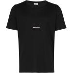 Camisetas negras de algodón de manga corta manga corta con logo Saint Laurent Paris para hombre 