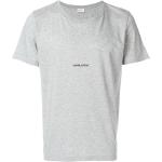 Camisetas grises de algodón de manga corta manga corta con cuello redondo con logo Saint Laurent Paris para hombre 