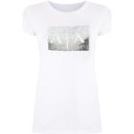 Camisetas blancas de algodón de manga corta manga corta con cuello redondo con logo Armani Exchange para mujer 