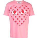 Camisetas rosas de algodón de manga corta manga corta con cuello redondo con logo Comme des Garçons PLAY para hombre 