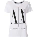 Camisetas blancas de algodón de manga corta manga corta con cuello redondo con logo Armani Exchange para mujer 