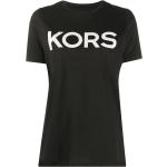 Camisetas negras de algodón de manga corta manga corta con cuello redondo con logo Michael Kors by Michael para mujer 