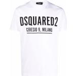 Camisetas blancas de algodón de manga corta manga corta con cuello redondo con logo Dsquared2 para hombre 