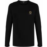 Camisetas estampada negras de algodón manga larga con cuello redondo con logo VERSACE para hombre 