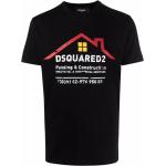 Camisetas negras de algodón de manga corta rebajadas manga corta con cuello redondo con logo Dsquared2 para hombre 