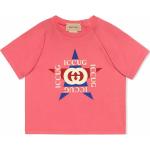 Camisetas rosas de algodón de algodón infantiles con logo Gucci 6 años 
