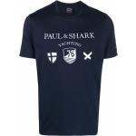 Camisetas orgánicas azules de algodón de manga corta rebajadas manga corta con cuello redondo con logo PAUL & SHARK talla S de materiales sostenibles para hombre 