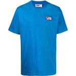 Camisetas azules de algodón de manga corta rebajadas manga corta con cuello redondo con logo Fila talla S para hombre 