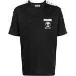 Camisetas negras de algodón de manga corta rebajadas manga corta con cuello redondo con logo MOSCHINO para hombre 