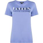 Camisetas azules de algodón de manga corta rebajadas manga corta con cuello redondo con logo Ralph Lauren Lauren talla XS para mujer 