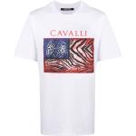 Camisetas blancas de algodón de manga corta rebajadas manga corta con logo Roberto Cavalli para hombre 