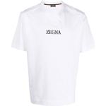 Camisetas blancas de algodón de manga corta manga corta con cuello redondo con logo Ermenegildo Zegna para hombre 