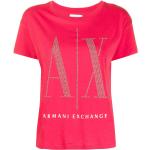 Camisetas rojas de algodón de manga corta rebajadas manga corta con cuello redondo con logo Armani Exchange talla M para mujer 