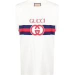 Camisetas blancas de algodón de manga corta manga corta con cuello redondo con logo Gucci para hombre 