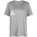 Camisetas orgánicas grises de poliester de manga corta manga corta con cuello redondo con logo adidas Adidas by Stella McCartney de materiales sostenibles para mujer 