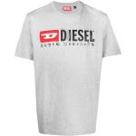 Camisetas orgánicas grises de algodón de manga corta manga corta con cuello redondo con logo Diesel de materiales sostenibles para hombre 