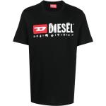 Camisetas orgánicas negras de algodón de manga corta manga corta con cuello redondo con logo Diesel de materiales sostenibles para hombre 