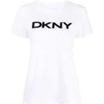 Camisetas blancas de algodón de manga corta rebajadas manga corta con cuello redondo con logo DKNY para mujer 