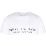 Camisetas blancas de algodón de manga corta manga corta con cuello redondo con logo Armani Exchange para hombre 