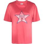 Camisetas rosas de algodón de manga corta rebajadas manga corta con cuello redondo con logo Guess talla S para mujer 