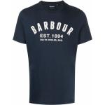 Camisetas azules de algodón de manga corta manga corta con cuello redondo con logo BARBOUR para hombre 