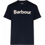 Camisetas azules de algodón de manga corta manga corta con cuello redondo con logo BARBOUR para hombre 