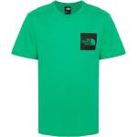 Camisetas verdes de algodón de manga corta manga corta con cuello redondo con logo The North Face para hombre 