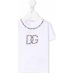 Camisetas blancas de algodón de algodón infantiles rebajadas con logo Dolce & Gabbana con tachuelas 