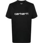 Camisetas negras de algodón de manga corta manga corta con cuello redondo con logo Carhartt Work In Progress para hombre 