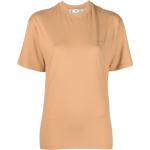 Camisetas naranja de algodón de manga corta rebajadas manga corta con cuello redondo con rayas Off-White para mujer 