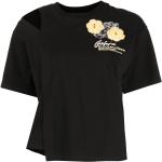 Camisetas negras de algodón de algodón  rebajadas floreadas con crochet talla XS para mujer 