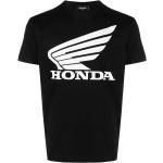 Camisetas negras de algodón de manga corta Honda manga corta con cuello redondo con logo Dsquared2 para hombre 