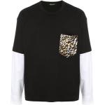 Camisetas negras de algodón de cuello redondo rebajadas con cuello redondo leopardo Roberto Cavalli talla S para hombre 