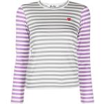 Camisetas estampada grises de algodón manga larga con cuello redondo con rayas Comme des Garçons PLAY para mujer 