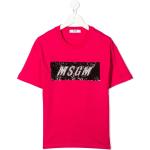 Camisetas rosas de algodón de manga corta infantiles rebajadas con logo MSGM con lentejuelas 4 años 
