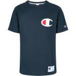 Camisetas azules de algodón de manga corta rebajadas manga corta con cuello redondo con logo Champion talla S para hombre 